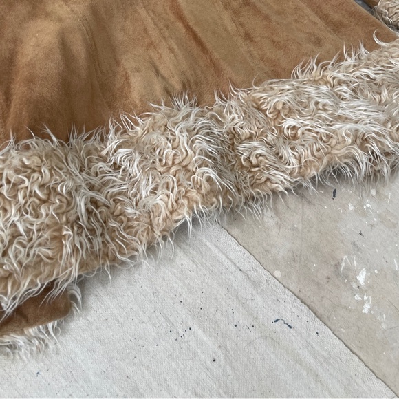 Perfect Vintage 90s/Y2K Penny Lane Style Real Suede Leather/Faux Fur Trim Coat - Picture 9 of 11